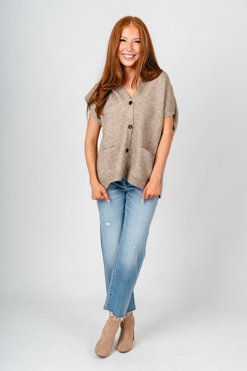 Hooded sweater vest grain