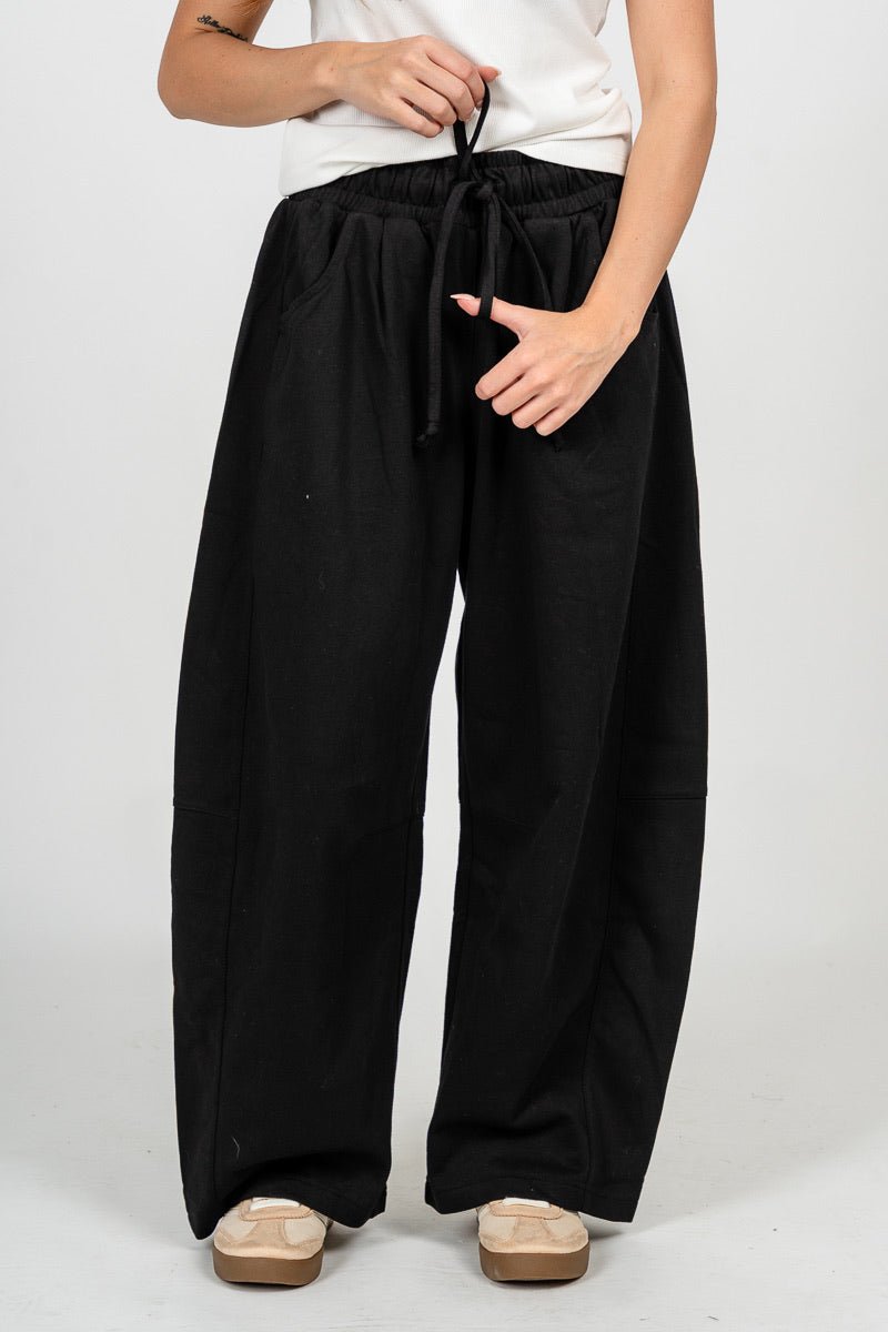 Barrel leg sweatpants black - Trendy sweatpants - Cute Loungewear Collection at Lush Fashion Lounge Boutique in Oklahoma City