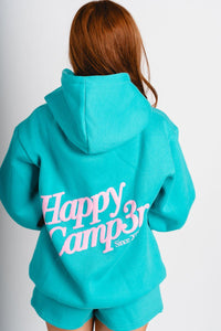 Happy Camper hoodie candy teal - Fun hoodie - Unique Lounge Looks at Lush Fashion Lounge Boutique in Oklahoma