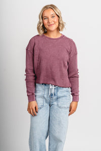 Z Supply angel mini thermal top merlot - Z Supply top - Z Supply Apparel at Lush Fashion Lounge Trendy Boutique Oklahoma City