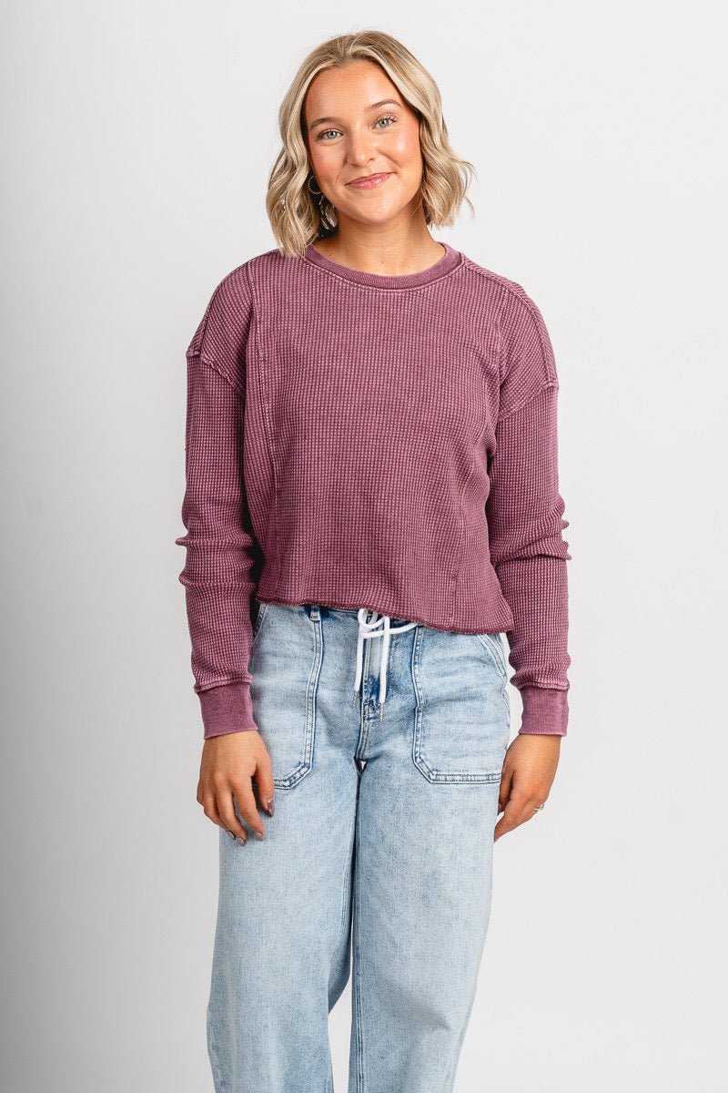 Z Supply angel mini thermal top merlot - Z Supply top - Z Supply Apparel at Lush Fashion Lounge Trendy Boutique Oklahoma City