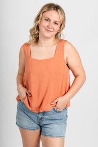 Flowy crop tank top apricot - Affordable tank top - Boutique Tank Tops at Lush Fashion Lounge Boutique in Oklahoma City