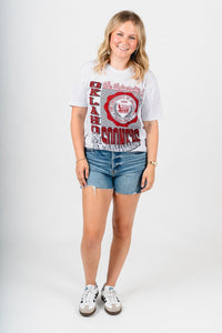 OU OU Sooners crest lines unisex t-shirt ash T-shirt | Lush Fashion Lounge Trendy Oklahoma University Sooners Apparel & Cute Gameday T-Shirts