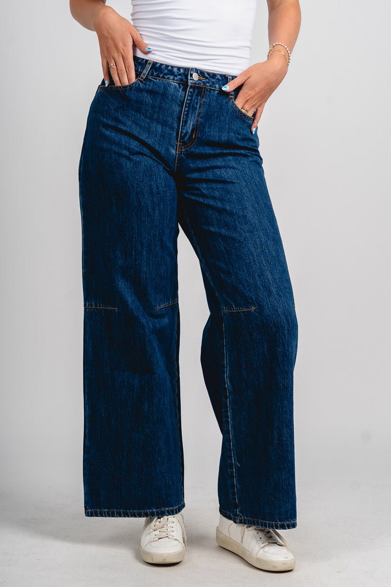 Low rise American flag jeans dark denim - Stylish jeans - Trendy American Summer Fashion at Lush Fashion Lounge Boutique in Oklahoma