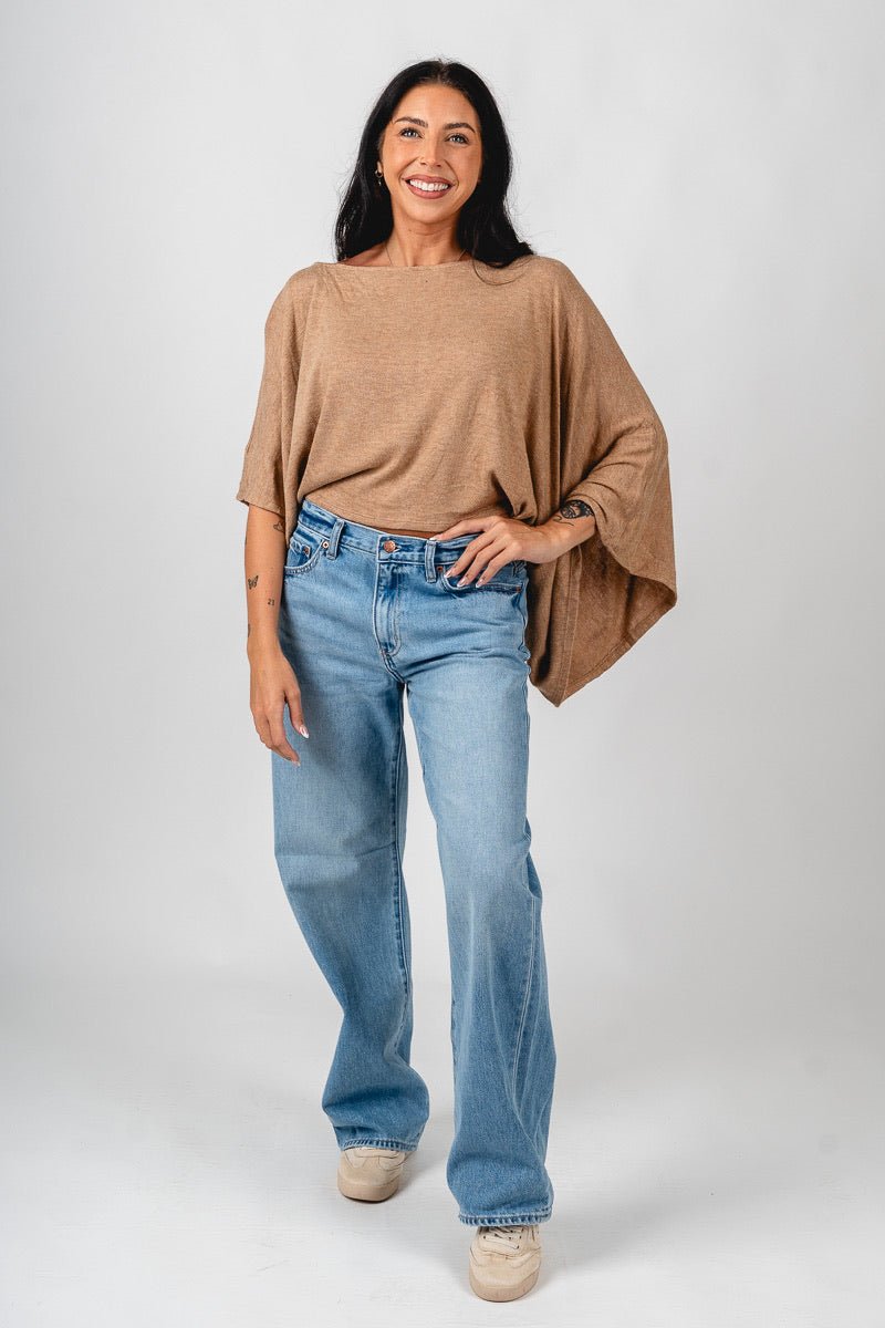 Asymmetrical lightweight sweater camel - Trendy Sweaters | Cute Pullover Sweaters at Lush Fashion Lounge Boutique in Oklahoma City