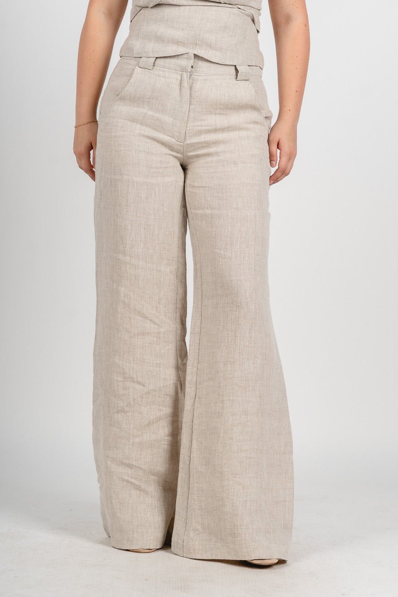 Reba linen pants melange | Lush Fashion Lounge: women's boutique pants, boutique women's pants, affordable boutique pants, women's fashion pants