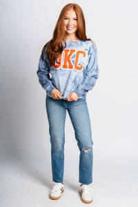 OKC tie dye sweatshirt ocean - Trendy OKC Thunder T-Shirts at Lush Fashion Lounge Boutique in Oklahoma City