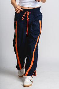 Windbreaker pants navy/orange - Oklahoma City inspired graphic t-shirts at Lush Fashion Lounge Boutique in Oklahoma City