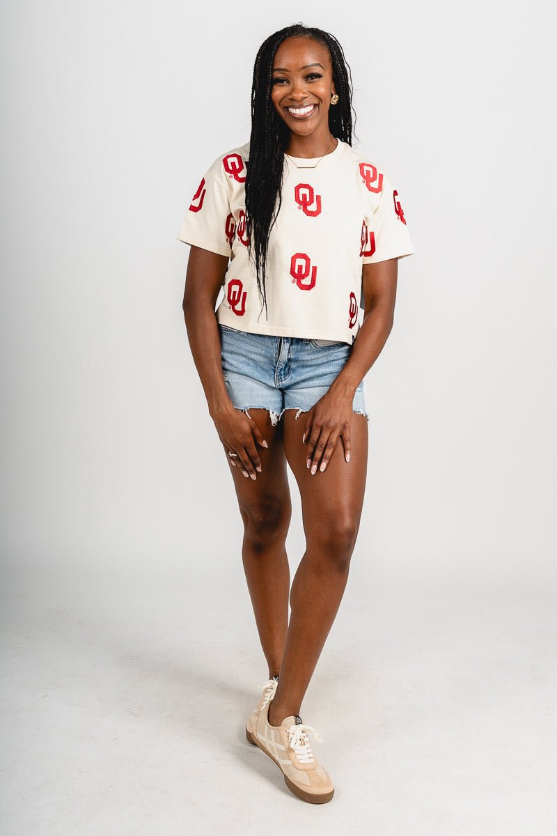 OU OU OKLA Ritter t-shirt oatmeal T-shirt | Lush Fashion Lounge Trendy Oklahoma University Sooners Apparel & Cute Gameday T-Shirts