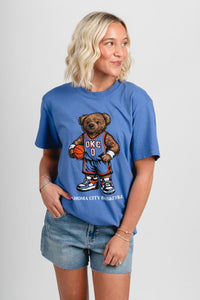 OKC basketball teddy bear unisex t-shirt royal - Stylish T-shirt - Cute Mommy and Me Apparel at Lush Fashion Lounge Boutique in Oklahoma