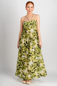 Tropical baby doll maxi dress Ibiza lemon - Stylish dress - Trendy Staycation Outfits at Lush Fashion Lounge Boutique in Oklahoma City