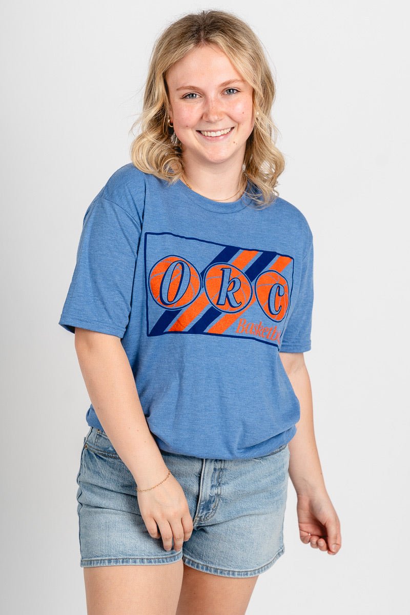 OKC diagonal stripe unisex t-shirt - Trendy OKC Apparel at Lush Fashion Lounge Boutique in Oklahoma City