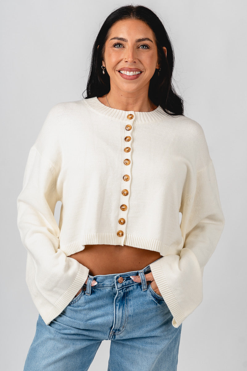 Button sweater cardigan bone