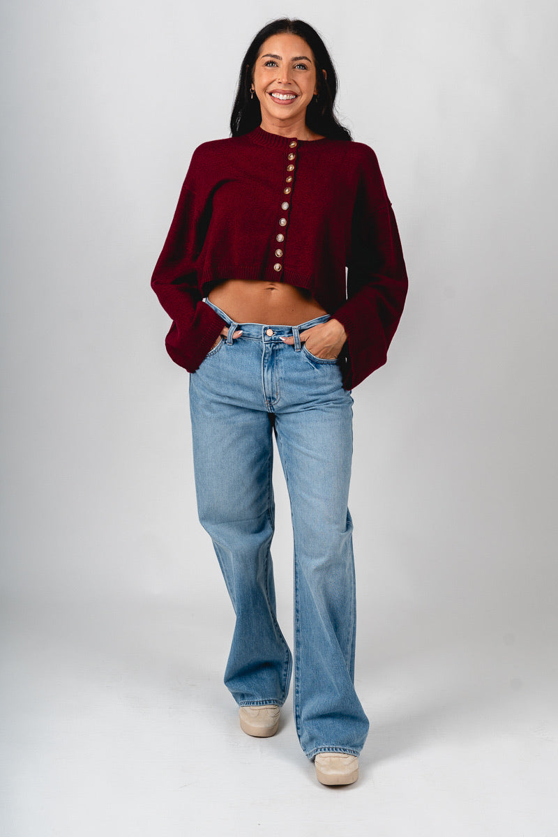 Button sweater cardigan burgundy