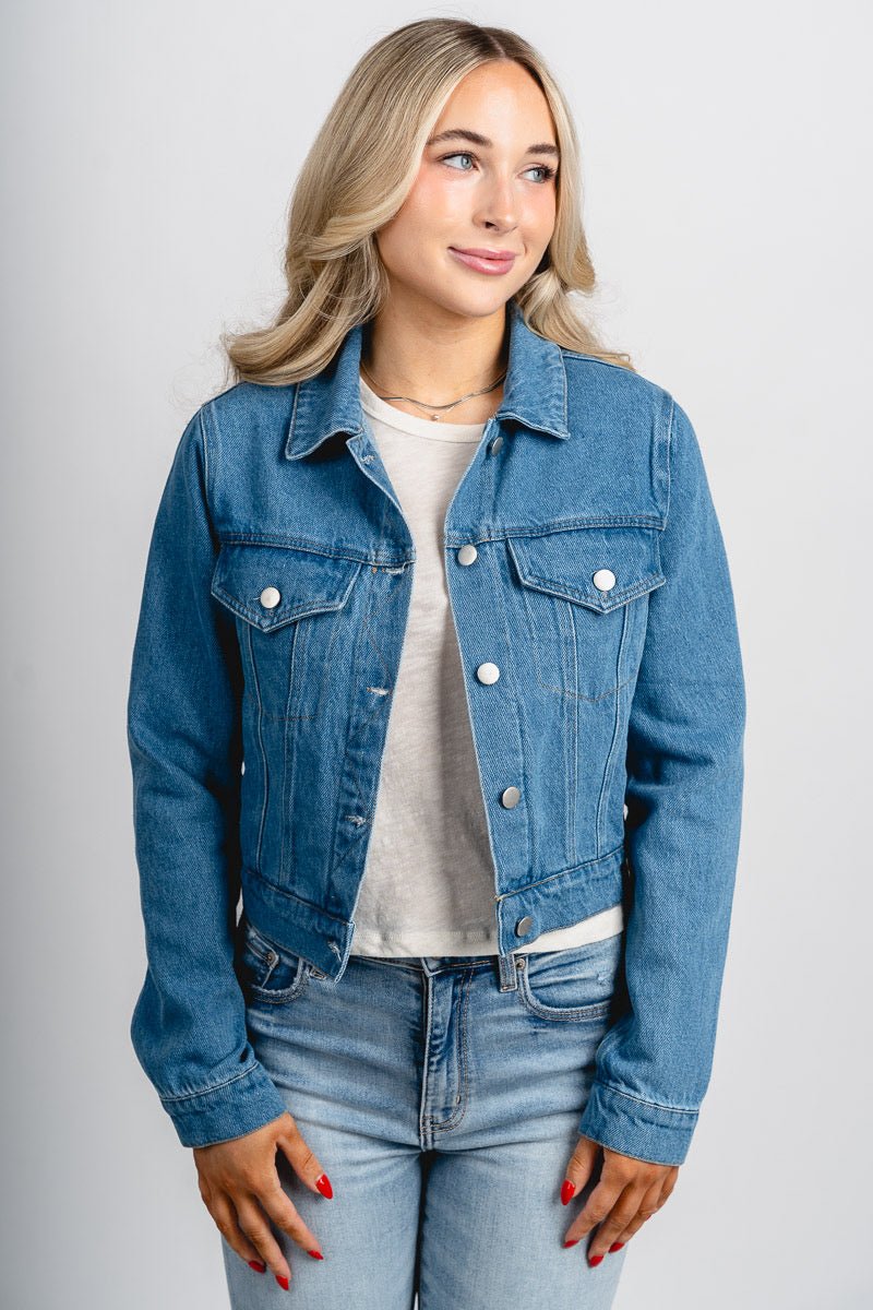 Denim jacket blue – Affordable Blazers | Cute Black Jackets at Lush Fashion Lounge Boutique in Oklahoma City