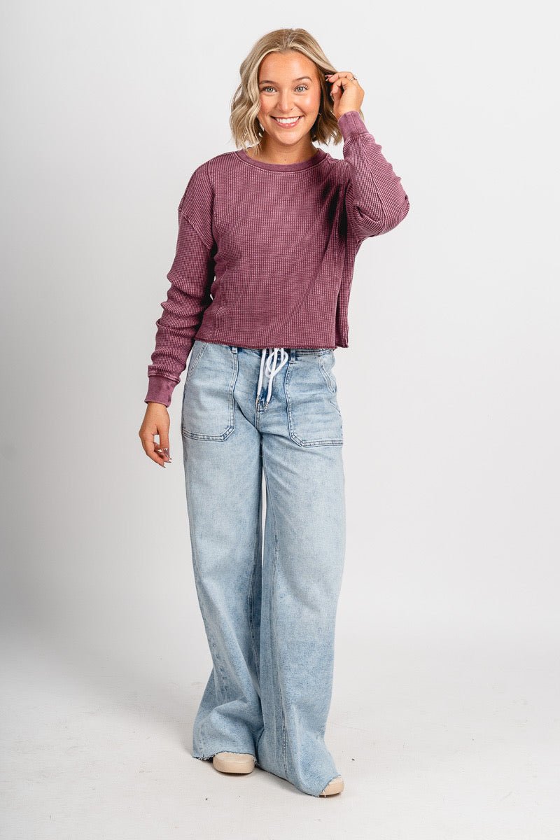 Z Supply angel mini thermal top merlot - Z Supply top - Z Supply Clothing at Lush Fashion Lounge Trendy Boutique Oklahoma City