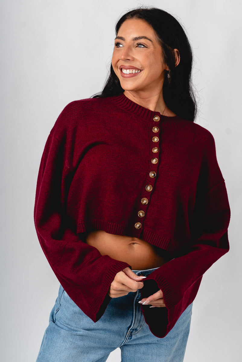 Button sweater cardigan burgundy