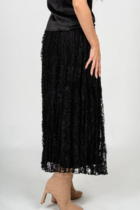 Lace midi skirt black | Lush Fashion Lounge: boutique fashion skirts, affordable boutique skirts, cute affordable skirts