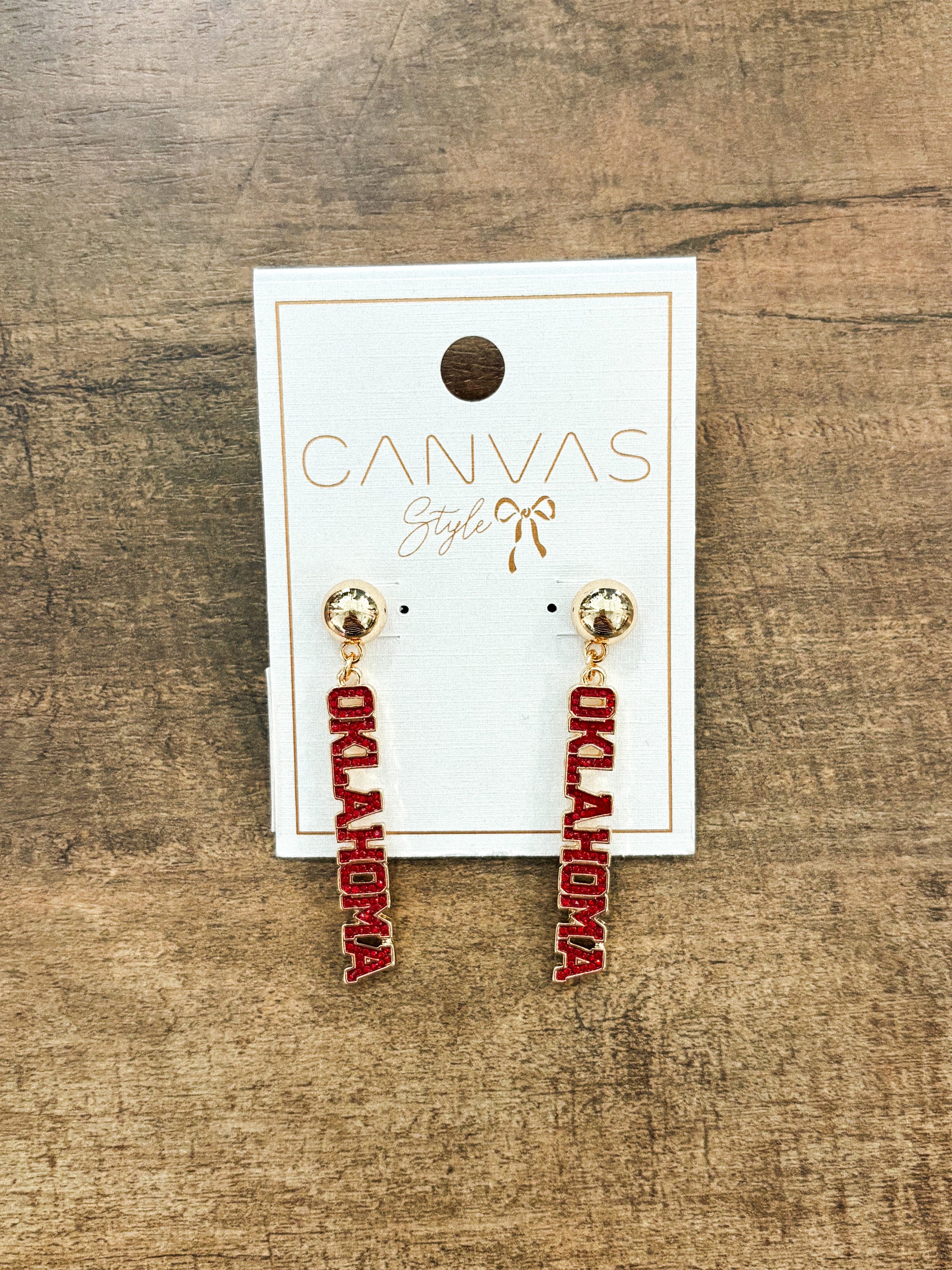 OU OU Oklahoma pave earrings earrings | Lush Fashion Lounge Trendy Oklahoma University Sooners Apparel & Cute Gameday T-Shirts