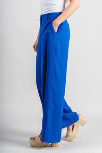High waisted trousers electric blue - Trendy Pants - Cute Vacation Collection at Lush Fashion Lounge Boutique in Oklahoma City
