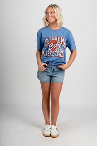 OKC basketball swish ball unisex t-shirt athletic blue - Vintage OKC Basketball T-Shirts at Lush Fashion Lounge Boutique in Oklahoma City