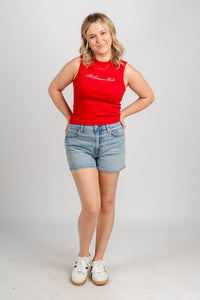 All American babe tank top red - Stylish tank top - Trendy American Summer Fashion at Lush Fashion Lounge Boutique in Oklahoma