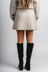 Sweater mini skirt oatmeal | Lush Fashion Lounge: boutique fashion skirts, affordable boutique skirts, cute affordable skirts