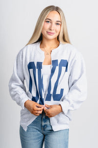 OKC sweatshirt cardigan ash - Trendy Oklahoma City Basketball T-Shirts Lush Fashion Lounge Boutique in Oklahoma City