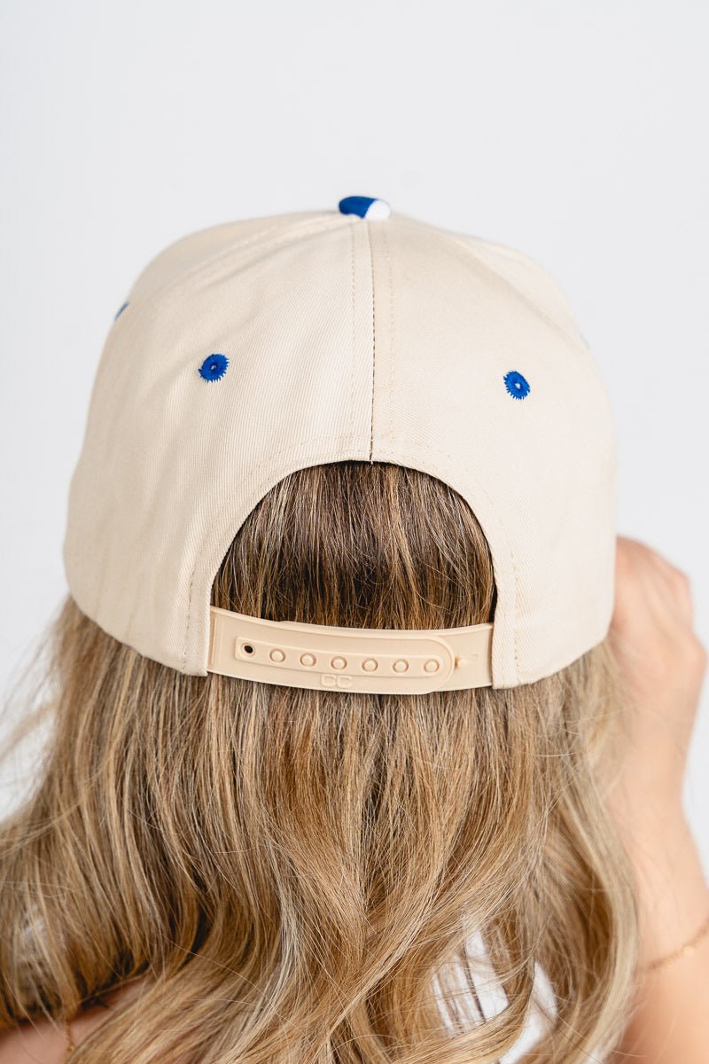 Oklahoma City cursive checkered hat blue - Oklahoma City inspired graphic t-shirts at Lush Fashion Lounge Boutique in Oklahoma City