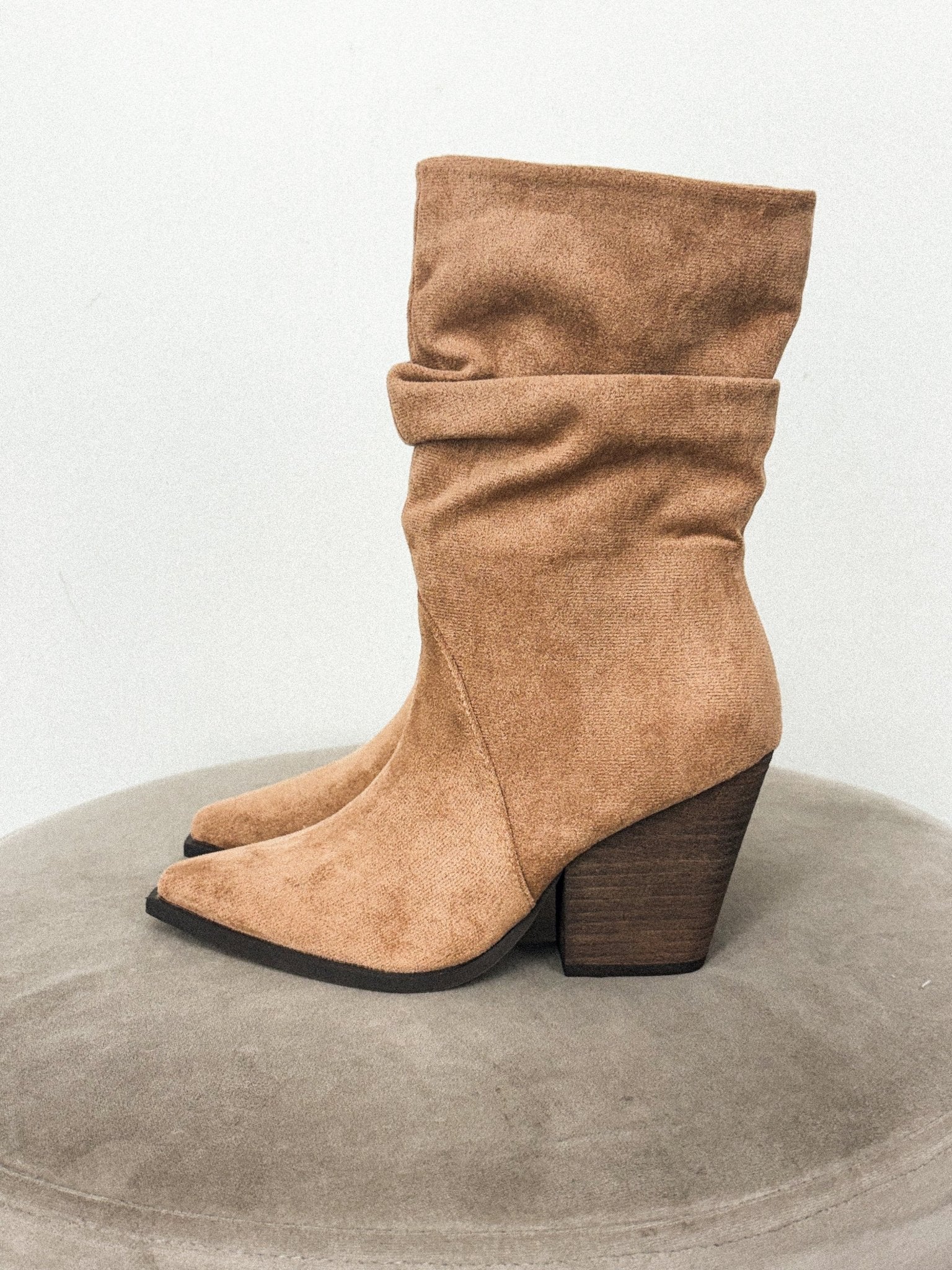 Letty suede slouch bootie latte - Trendy Shoes - Fashion Shoes at Lush Fashion Lounge Boutique in Oklahoma City