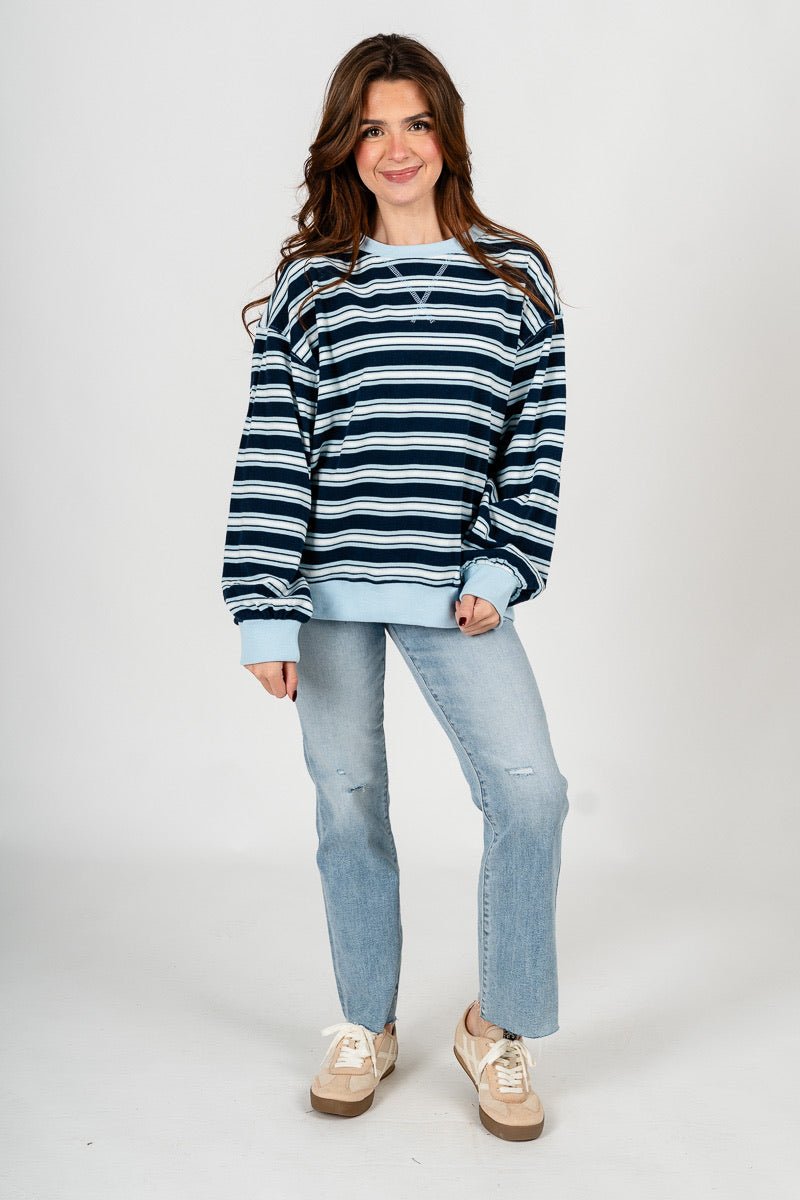 Striped oversized sweatshirt navy/light blue