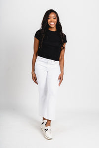 Daze Shygirl high rise crop flare jeans lamb vintage | Lush Fashion Lounge: boutique women's jeans, fashion jeans for women, affordable fashion jeans, cute boutique jeans