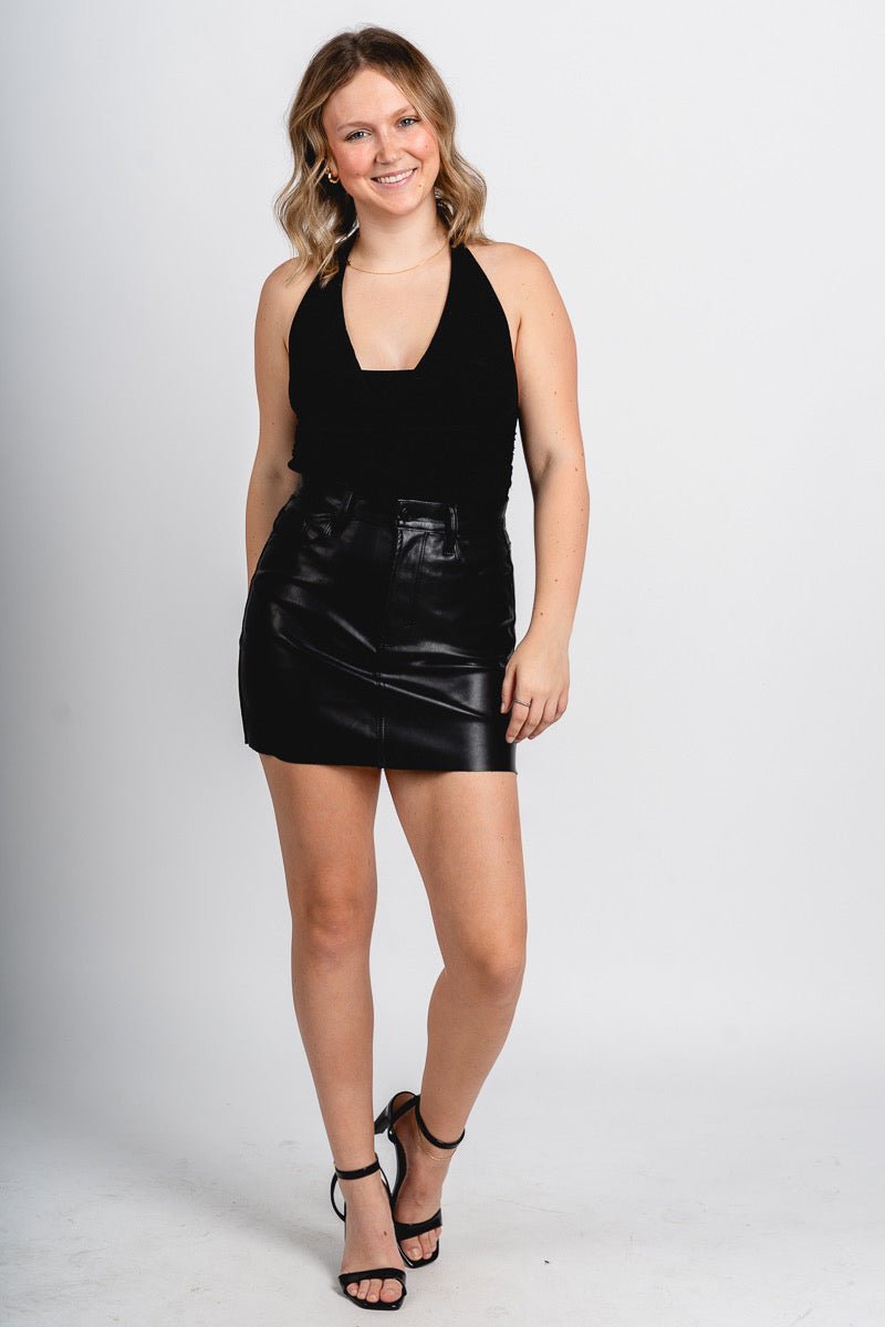 Shimmer halter bodysuit black - Trendy Bodysuit - Fashion Bodysuits at Lush Fashion Lounge Boutique in Oklahoma City