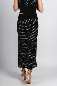 Polka dot midi skirt black/white | Lush Fashion Lounge: boutique fashion skirts, affordable boutique skirts, cute affordable skirts