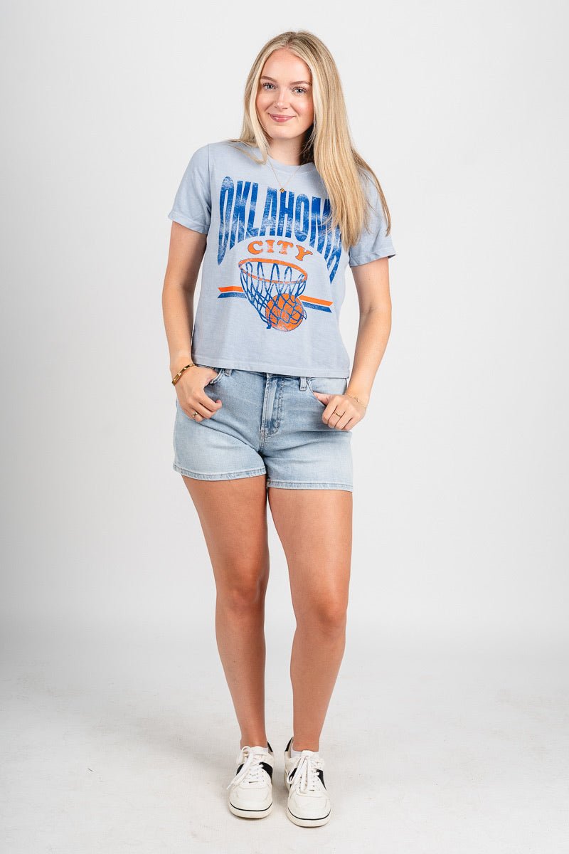 OKC basketball established Ellie tee light blue - Trendy OKC Thunder T-Shirts at Lush Fashion Lounge Boutique in Oklahoma City