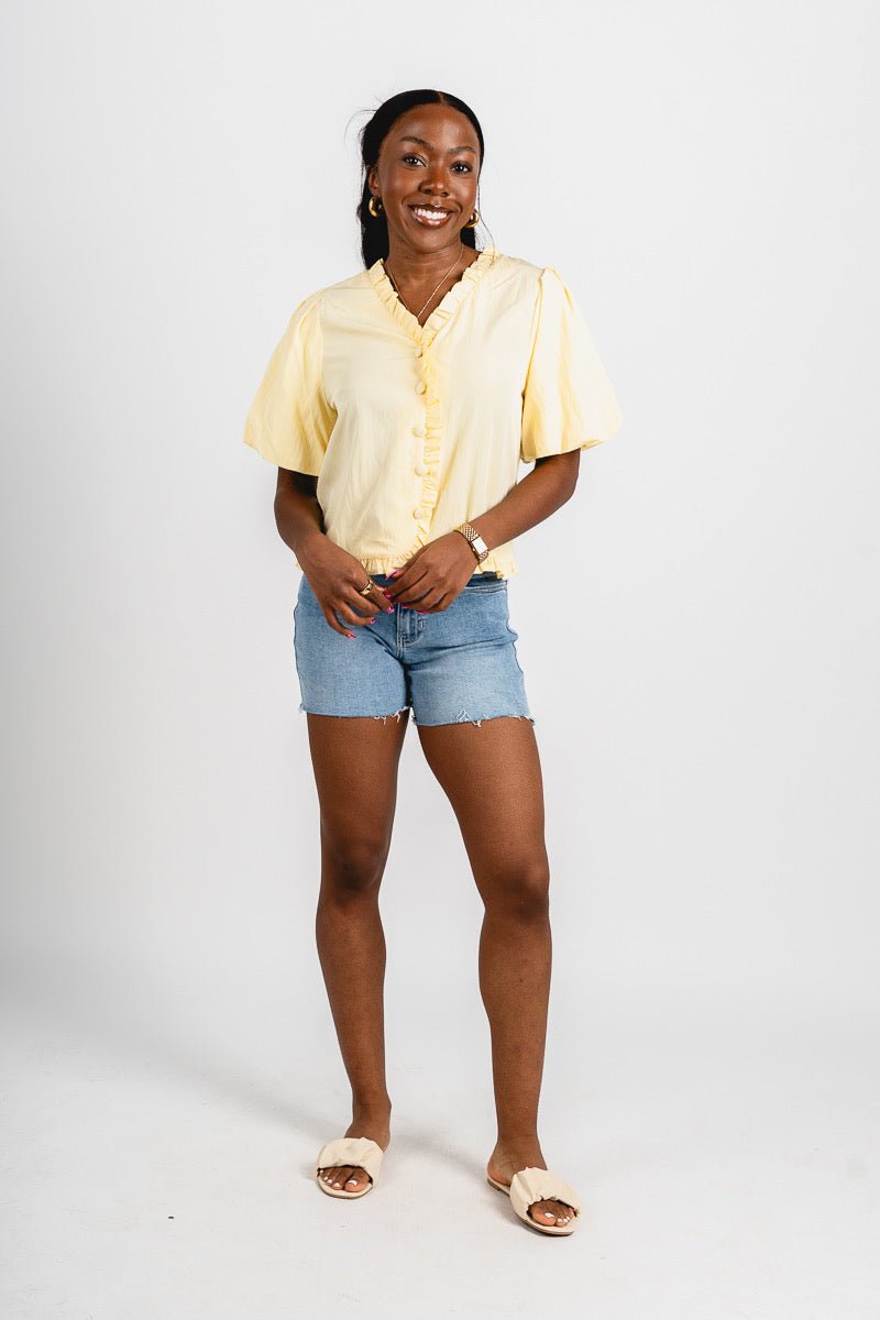 Ruffle bubble sleeve top banana