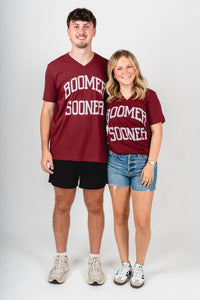 OU OU Sooners boomer sooner simple v-neck t-shirt crimson T-shirt | Lush Fashion Lounge Trendy Oklahoma University Sooners Apparel & Cute Gameday T-Shirts