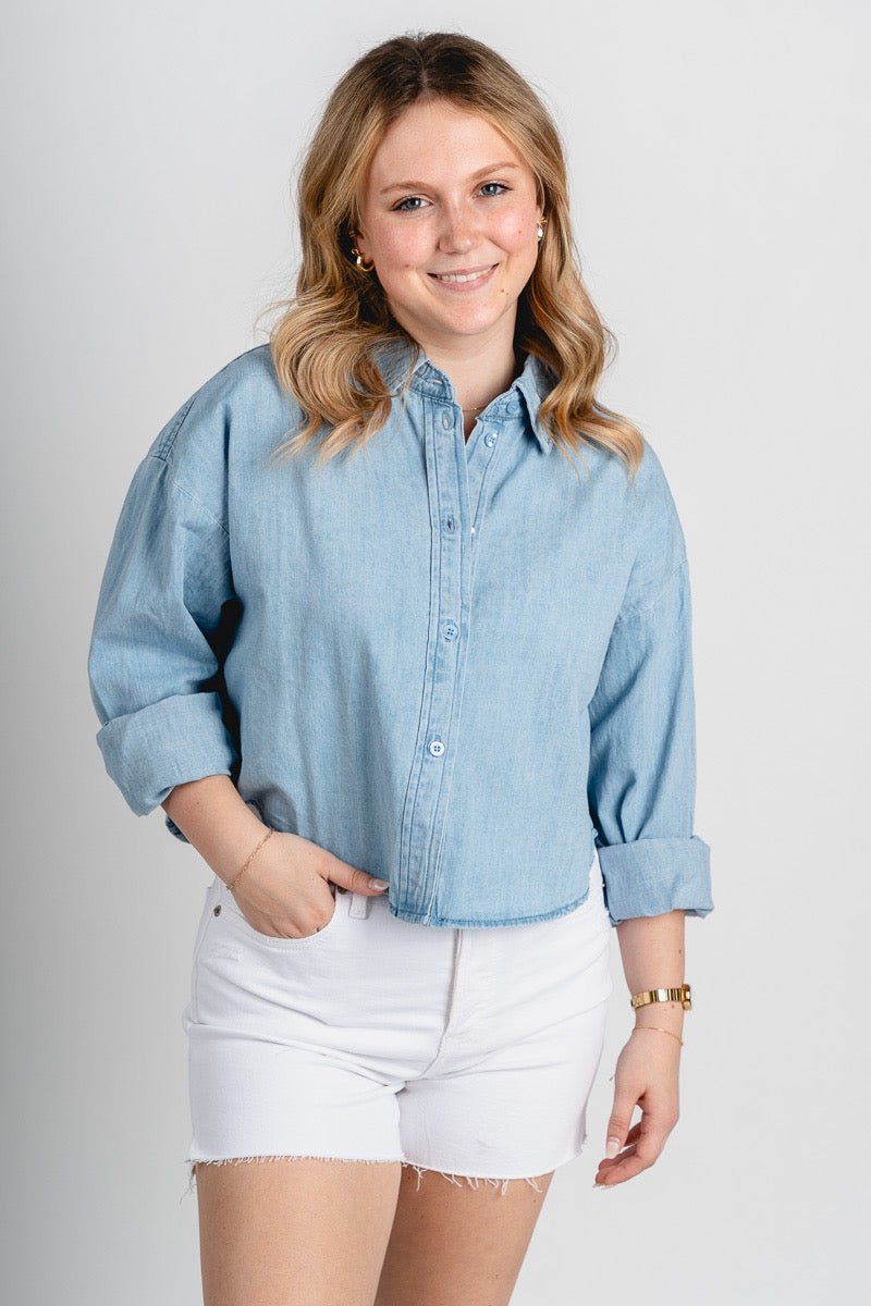 Cropped denim shirt light denim