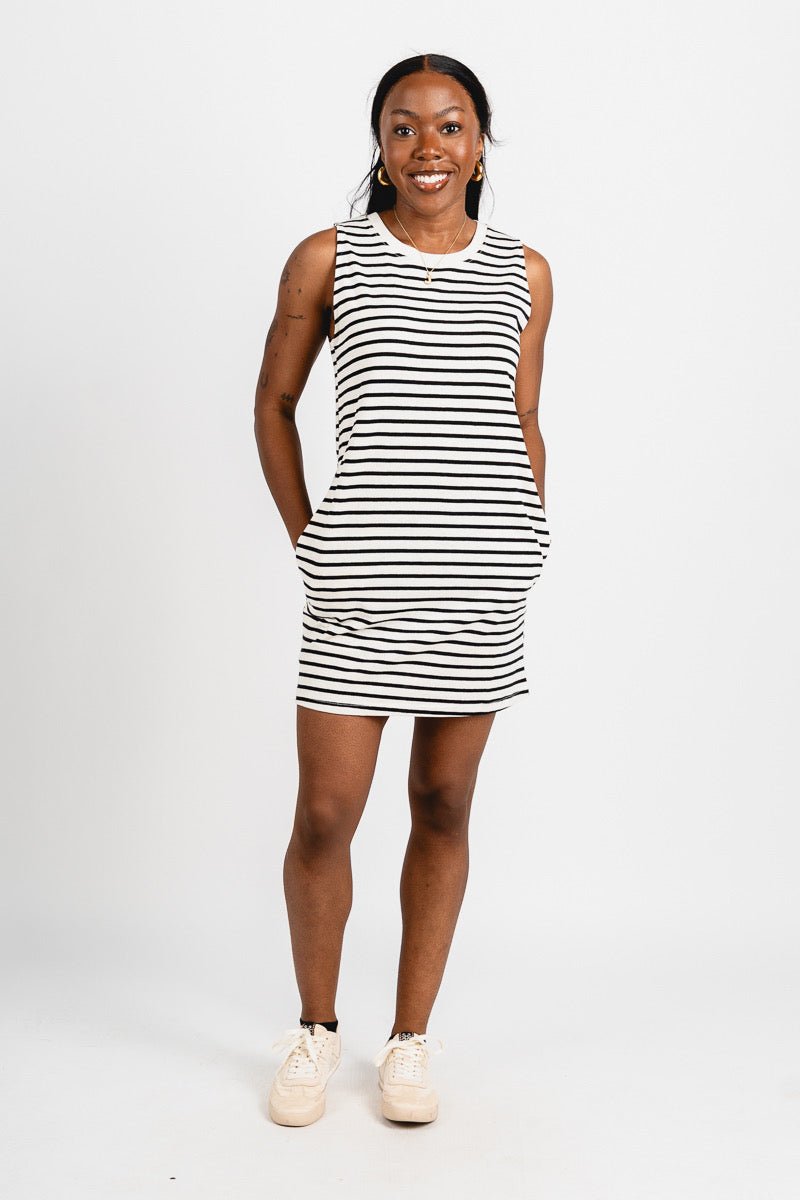 Striped tank dress black/white | Trendy Dresses - Lush Fashion Lounge Striped tank dress black/white | Trendy Dresses - Lush Fashion Lounge