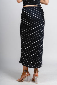 Polka dot maxi skirt black/white | Lush Fashion Lounge: boutique fashion skirts, affordable boutique skirts, cute affordable skirts