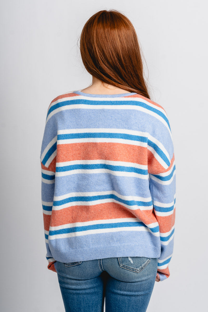 Striped sweater cardigan light blue