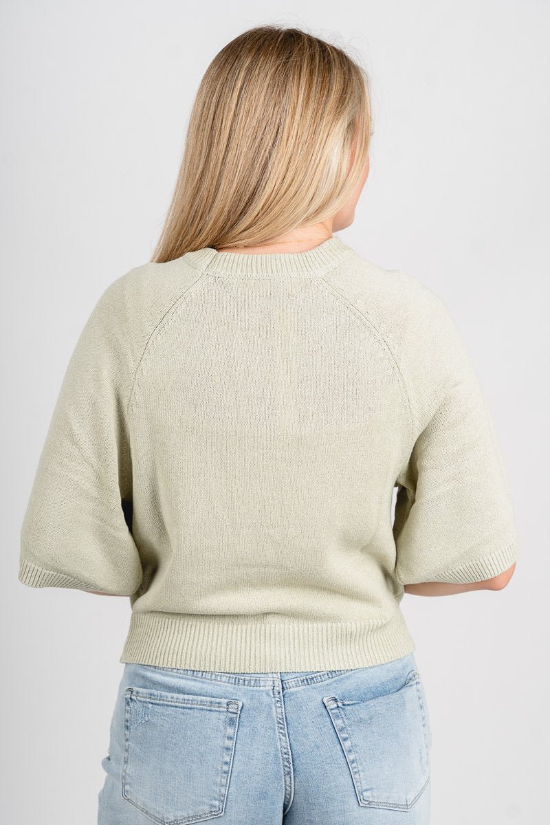 Raglan short sleeve sweater muted sage