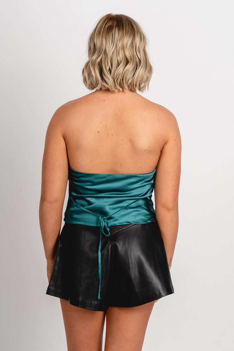 Cowl neck halter top emerald