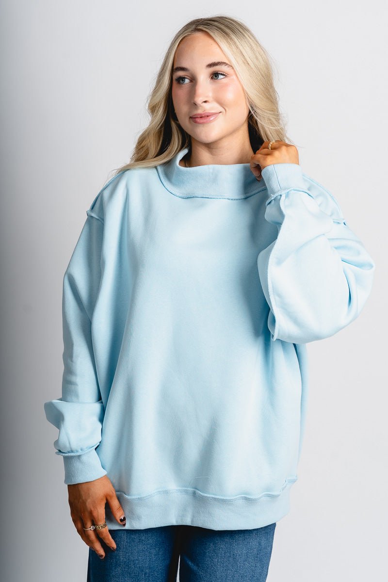 Mock neck sweatshirt light blue