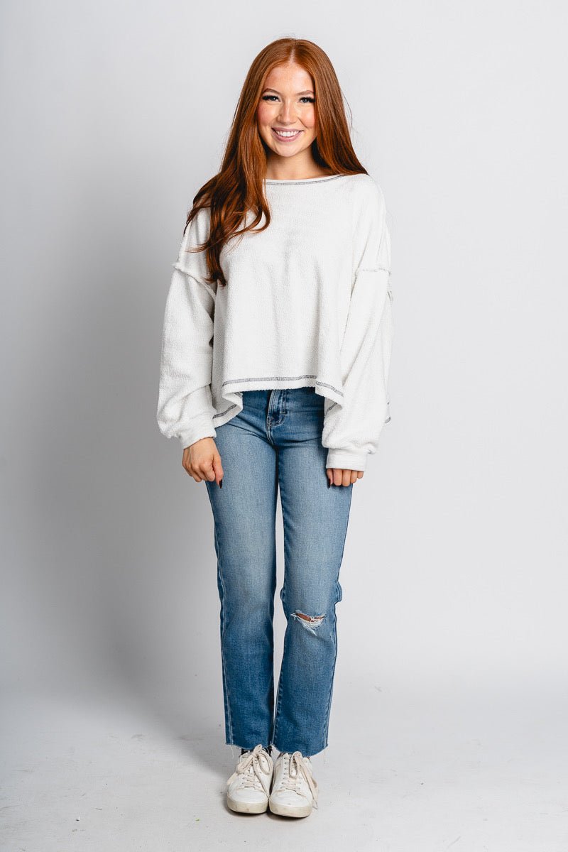 Terry open back top ash grey