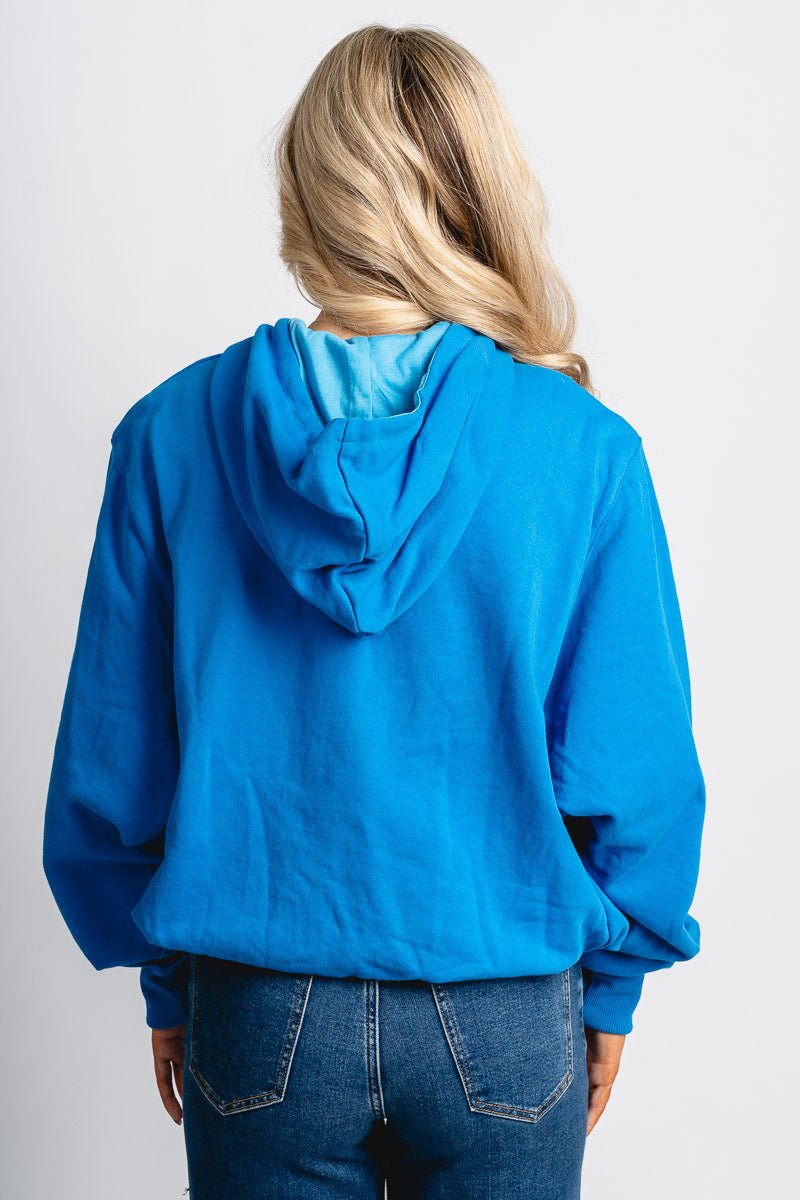 Remi bubble hem hoodie blue