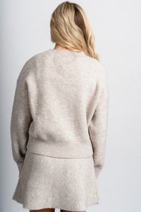 Sweater mini skirt oatmeal | Lush Fashion Lounge: boutique fashion skirts, affordable boutique skirts, cute affordable skirts