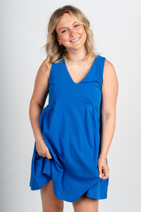 Sleeveless babydoll dress blue - Cute dress - Trendy Dresses at Lush Fashion Lounge Boutique in Oklahoma City