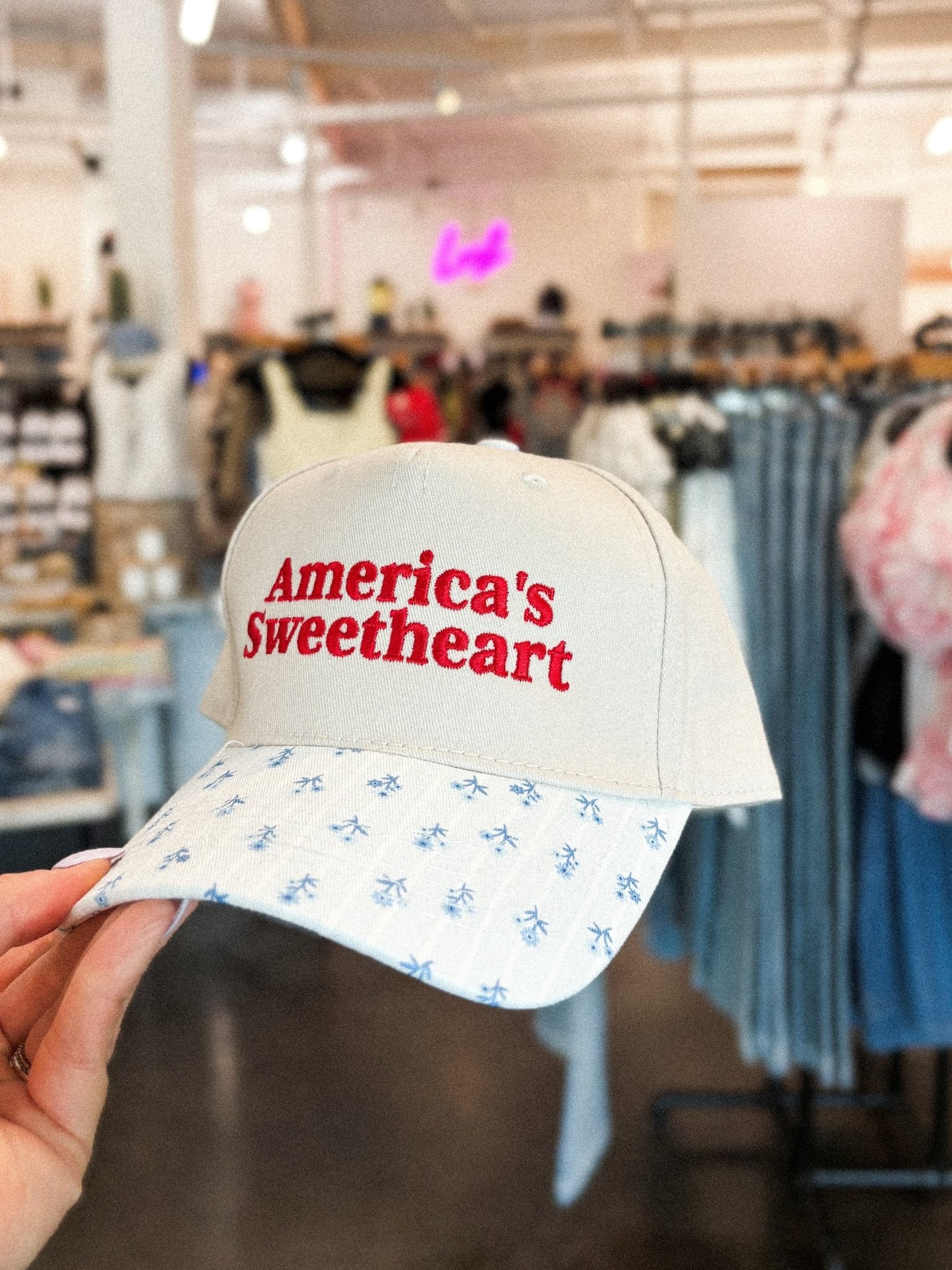 America's Sweetheart floral hat natural - Trendy hat - Cute American Summer Collection at Lush Fashion Lounge Boutique in Oklahoma City