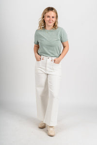 Daze valley girl high rise wide ankle jeans lamb | Lush Fashion Lounge: boutique women's jeans, fashion jeans for women, affordable fashion jeans, cute boutique jeans
